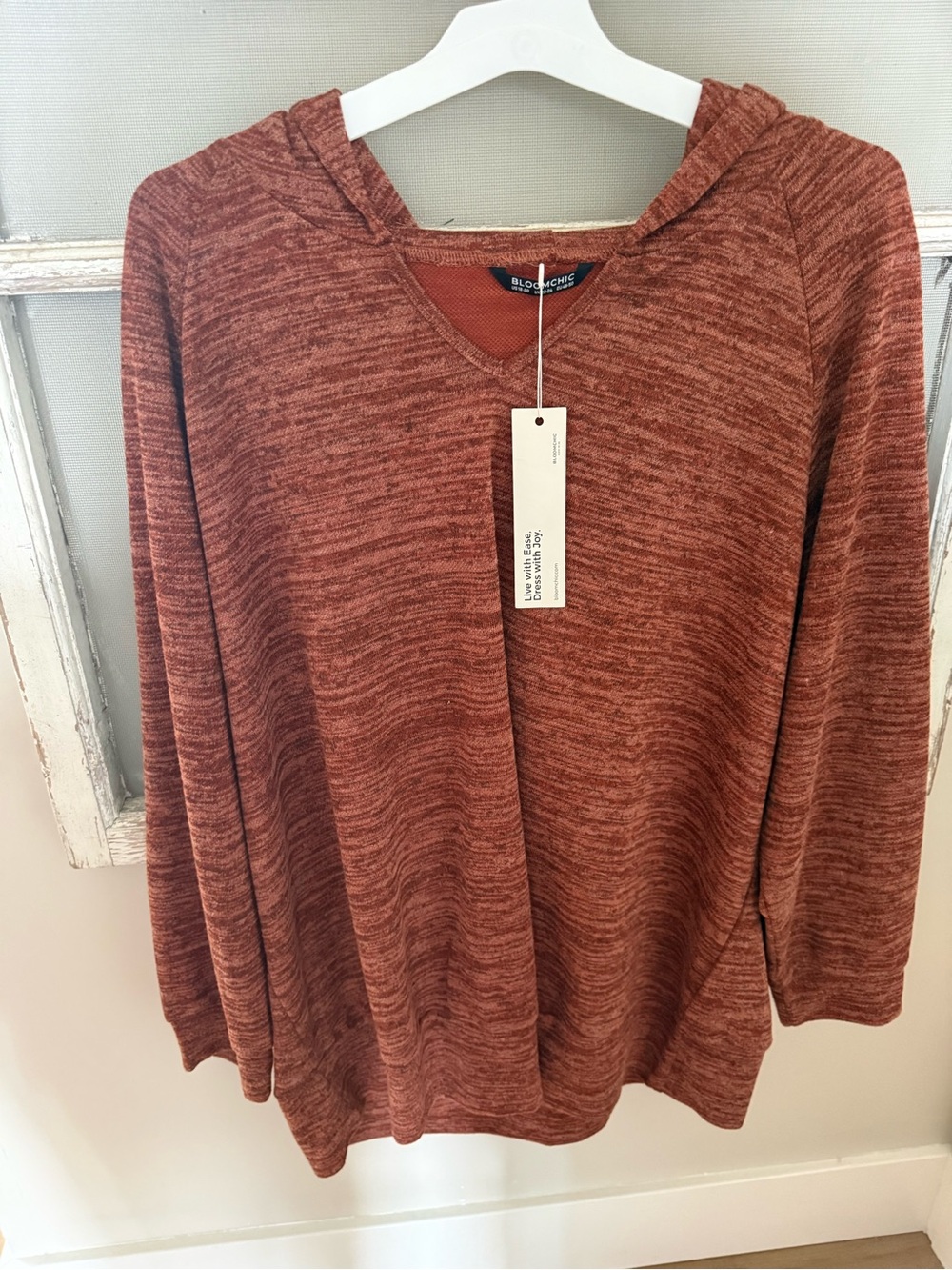 Bloomchic Rust Knit Hooded Pullover Top NWT 2x